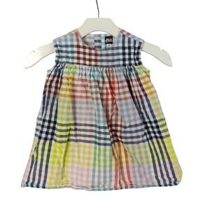 Tea Collection Girls 4T Dress Colorful Plaid Linen‎ Blend Sleeveless Preppy